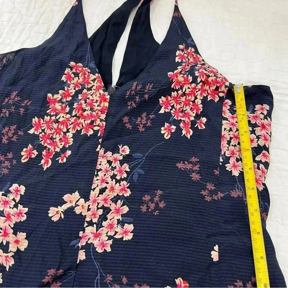 Rebecca Taylor Silk Cherry Blossom Navy Romper 4 - Picture 11 of 13